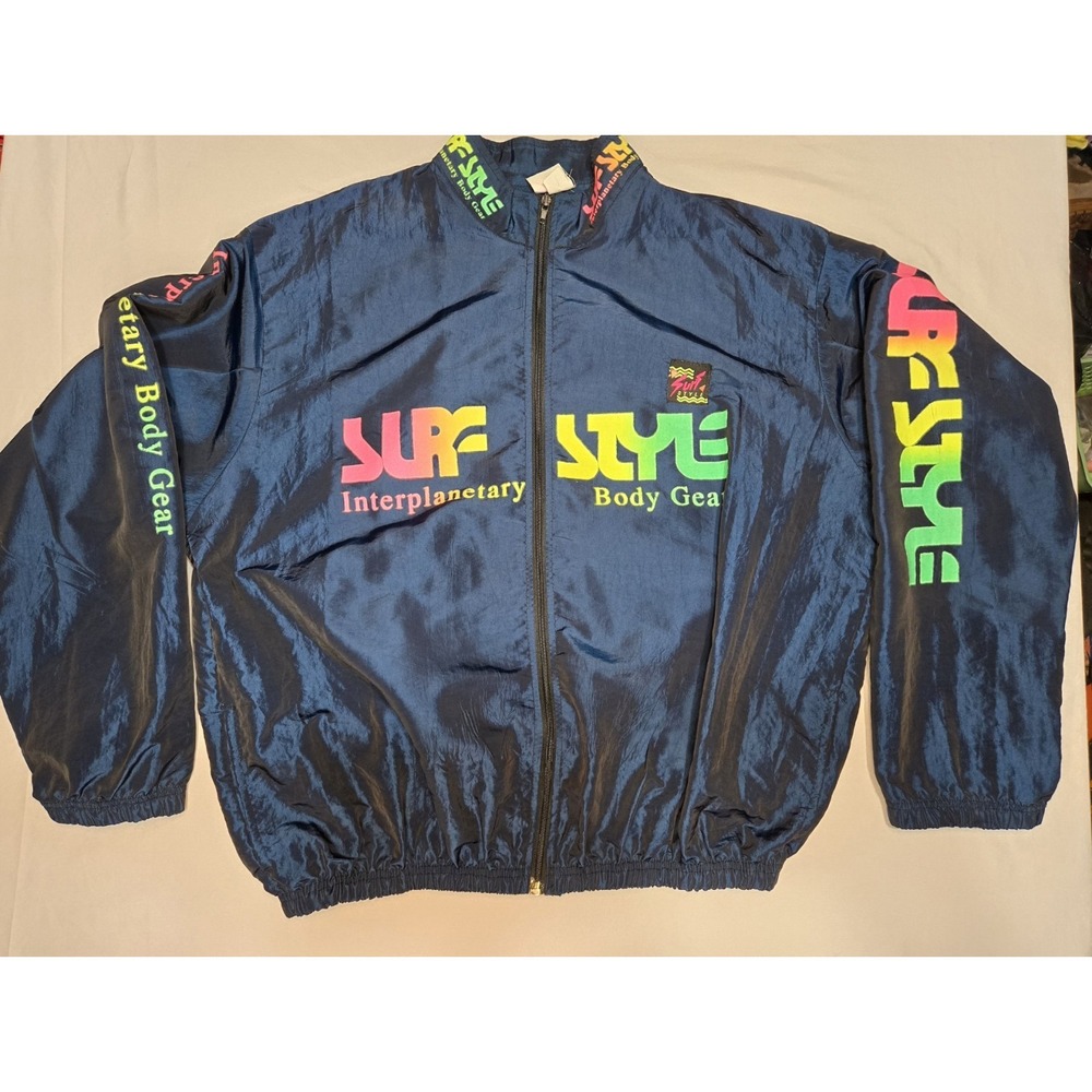 VTG Surf Style Interplanetary Body Gear Iridescent Windbreaker Jacket One Size